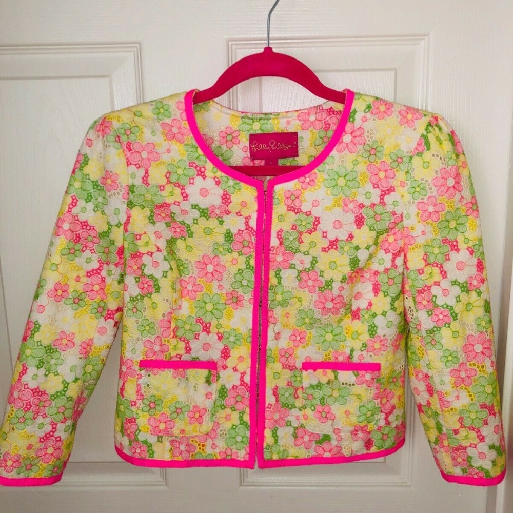 Lilly Pulitzer  Nelle Floral Lace crop jacket nwot - Picture 2 of 5